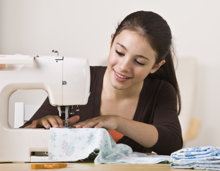 Girl Sewing